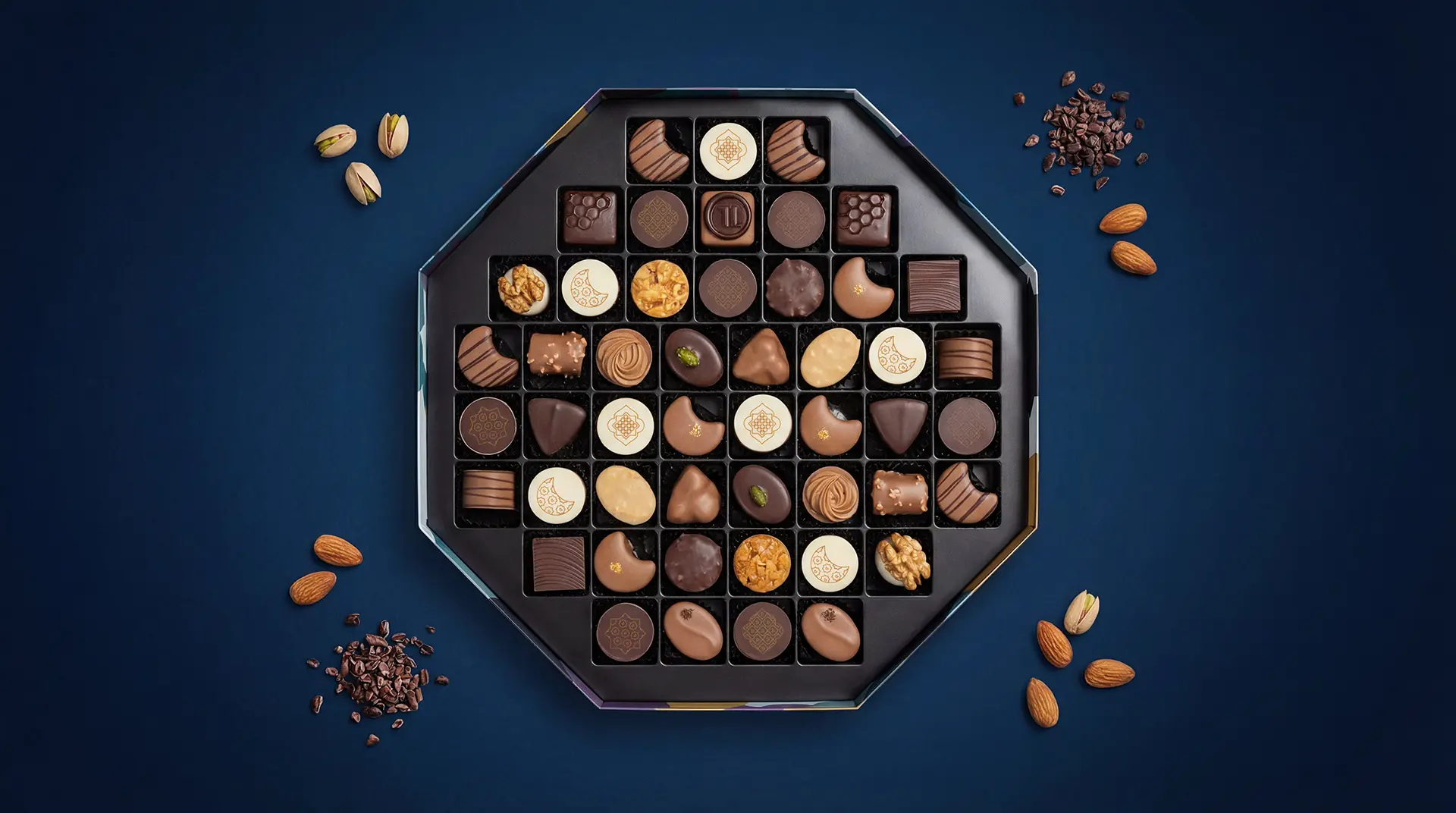 Läderach Velvet Octagon Box – 49pc Pralinen
